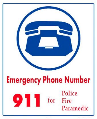 6010WS1012E: EMERGENCY NUMBERS SIGN 6010WS1012E