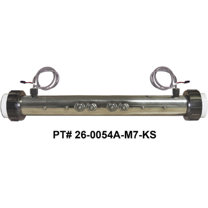 26-0054AF-M7-KS: Hot Tub Heater Replacement Assy, Balboa Series, 8000, 2.25"x19.25", 11kW, Titanium, M7, w/Sensors