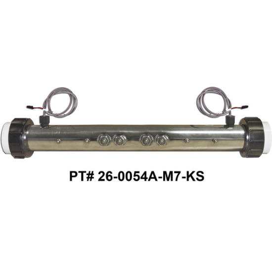 26-0054AF-M7-KS: Hot Tub Heater Replacement Assy, Balboa Series, 8000, 2.25"x19.25", 11kW, Titanium, M7, w/Sensors