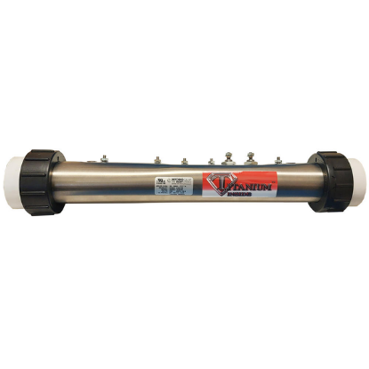 26-0808-7TD-K: Hot Tub Heater Replacement Assy, Replacement, 2.25"x15", 5.5kW, Titanium, Waterway, w/Studs