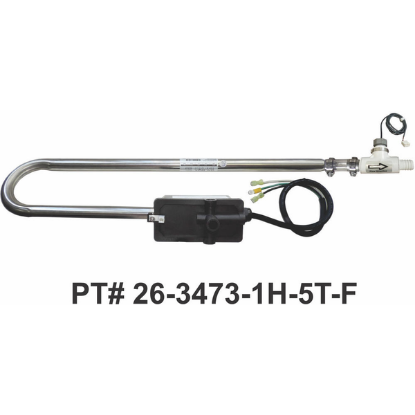 26-3473-1H-5T-F: Hot Tub Heater Replacement Assy, Low Flow, 4.0kW, 240V, Laing Trombone Style w/HL & Flow Switch
