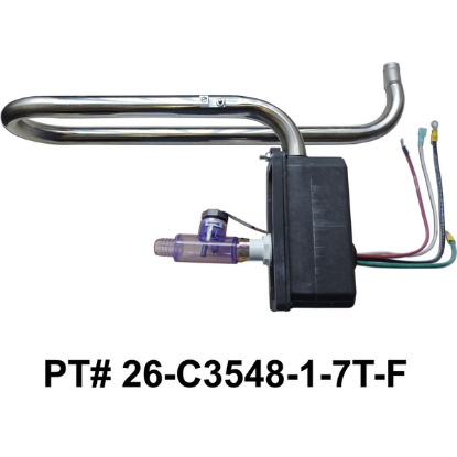 26-C3548-1-7T-F: Hot Tub Heater Replacement Assy, Low Flow, Laing, Triple Bend, 2.1/3.4kW, D1, w/Manual Reset TCO & Flow Switch, Titanium