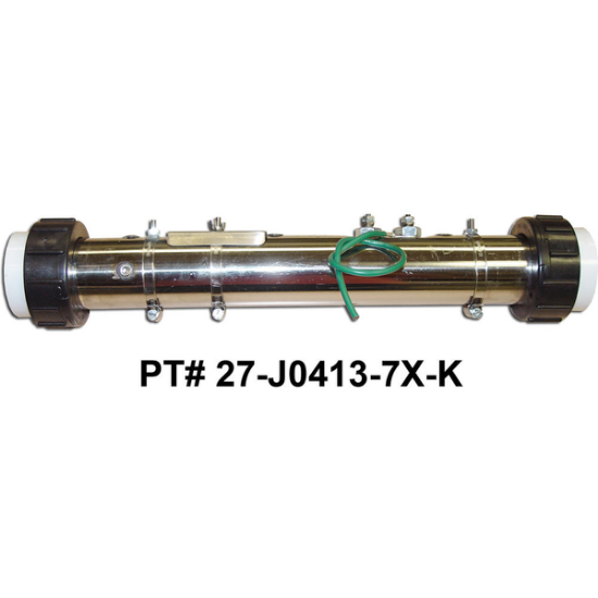 27-J0413-7S-K: Hot Tub Heater Replacement Assy, Universal Rite-Fit Hot Tub Heater Replacement, 2.25"x15", 5.5kW Flo Thru, 5 PSI Taps