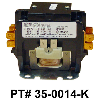 35-0014-K: Contactor, DPST, 120V, 50A