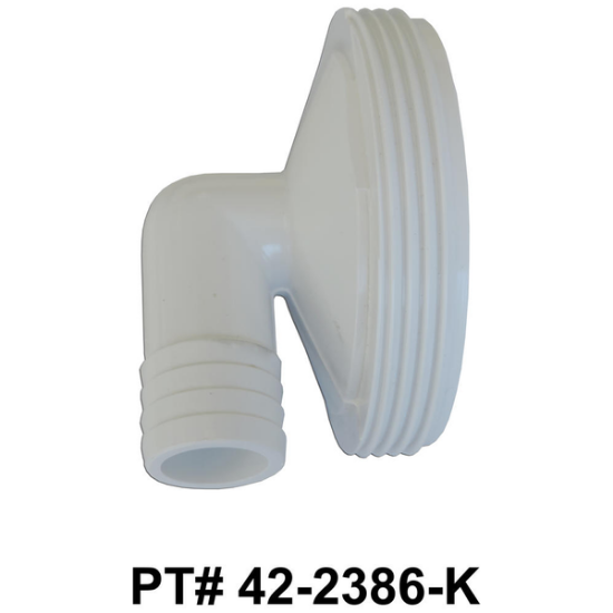42-2386-K: Tailpiece, 3.0" x 1", 90Deg, Barbed