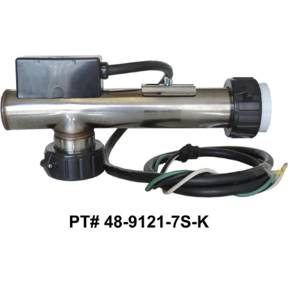 48-9121-7S-K: Hot Tub Heater Replacement Assy, 5.5kW, Titanium, 12.7", 304SS, "L", w/Cord, Arctic Spas