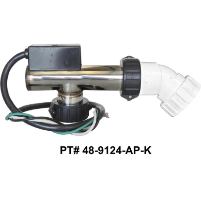 48-9124-AP-K: Hot Tub Heater Replacement Assy, 3.6kW, Titanium, 9", 316L, "L", 45 degree, w/Cord, Arctic Spas