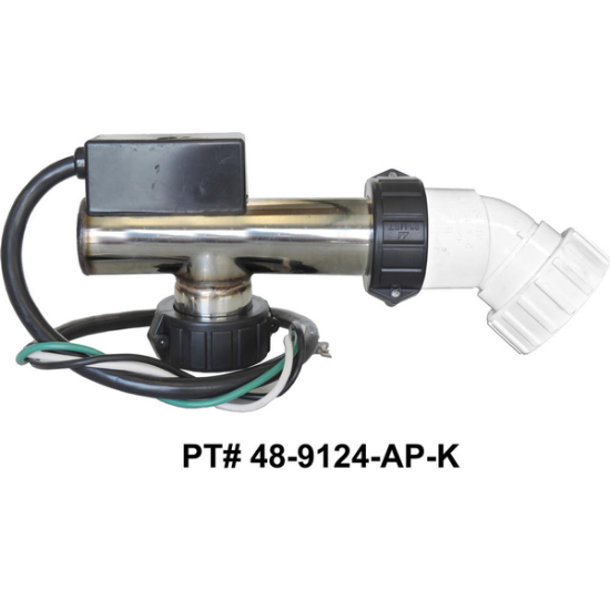 48-9124-AP-K: Hot Tub Heater Replacement Assy, 3.6kW, Titanium, 9", 316L, "L", 45 degree, w/Cord, Arctic Spas