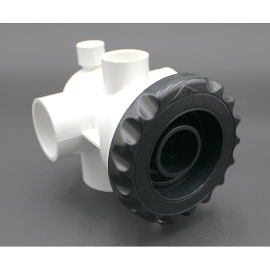 PLU21700390: Hot tub jet ASSY, QUAD FLO,1.5Sx1S,BLK